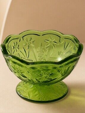 Indiana Glass Green Pressed Glass Compote